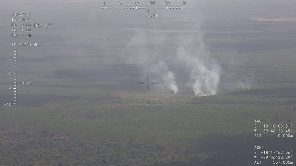 Imagem de incêndios florestais captados pelo Nauru 500C ISR. 